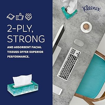 Kleenex® Professional Facial Tissue for Business (21400), Flat Tissue Boxes, 36 Boxes/Case, 100 Tissues/Box, 3,600 Tissues/Case