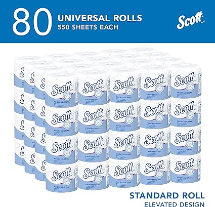 Scott® Professional Standard Roll Toilet Paper (04460), with Elevated Design, 2-Ply, White, Individually wrapped