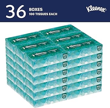 Kleenex® Professional Facial Tissue for Business (21400), Flat Tissue Boxes, 36 Boxes/Case, 100 Tissues/Box, 3,600 Tissues/Case