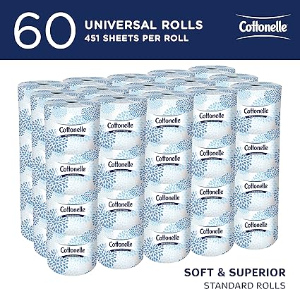 Cottonelle® Professional Standard Roll Toilet Paper (17713), 2-Ply, White, (451 Sheets/Roll, 60 Rolls/Case, 27,060 Sheets/Case)