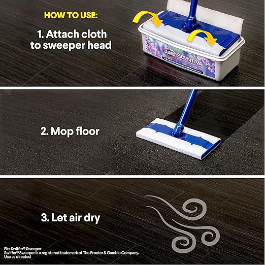 Clorox Scentiva Disinfecting Wet Mop Pad, Disposable Mop Heads, Multi-Surface Floor Wipes, Lavender and Jasmine, 2 Packs, 24 Wet Refills Per Pack (Package May Vary)