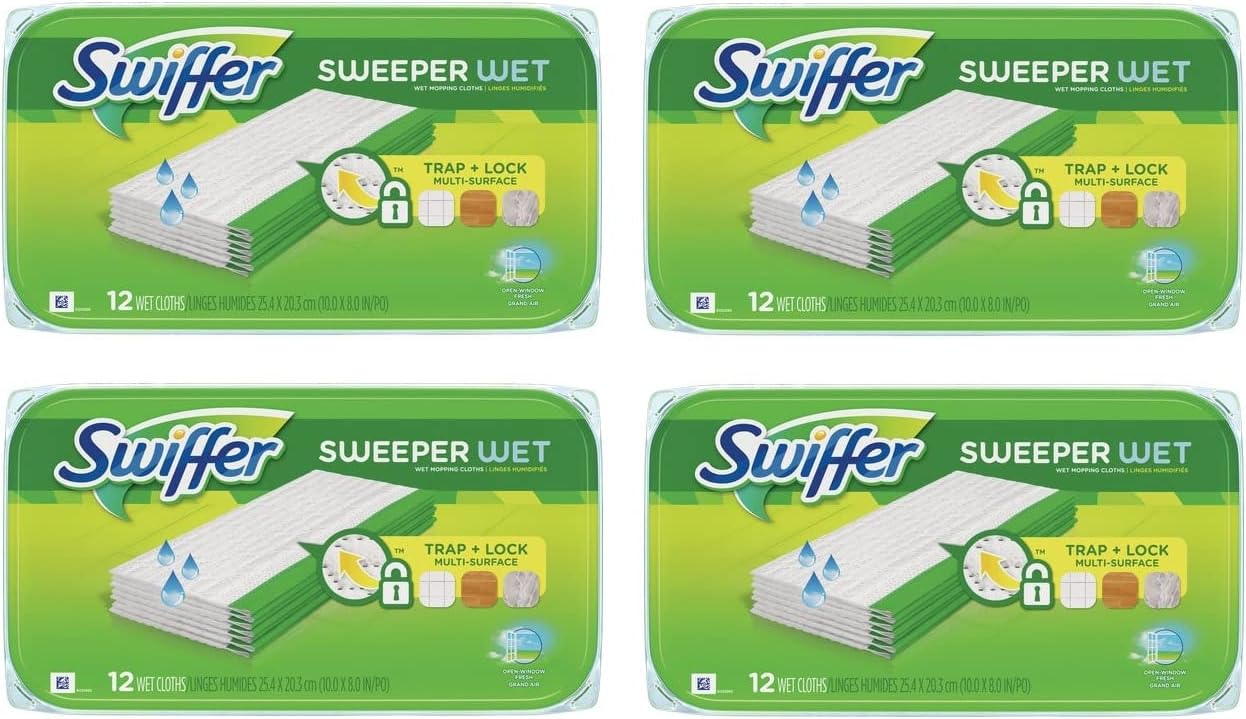 Swiffer Sweeper Wet Mopping Pad Refills for Floor Mop with Febreze Lavender Scent, 12 Count (Packaging May Vary)