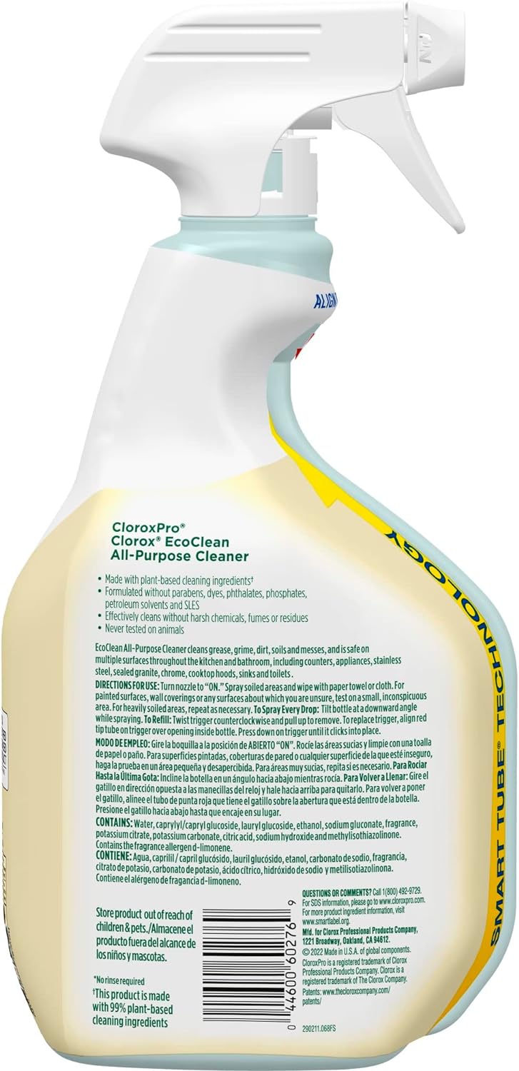 Clorox CloroxPro EcoClean All-Purpose Cleaner Spray Bottle, 32 Fluid Ounces