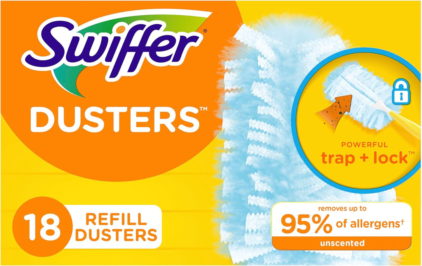 Swiffer Feather Dusters Multi-Surface Duster Refills, Bamboo, White, 18 count