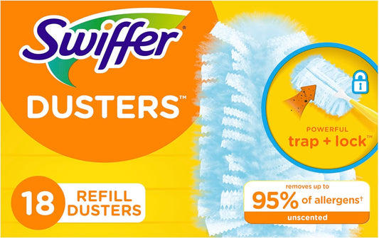 Swiffer Feather Dusters Multi-Surface Duster Refills, Bamboo, White, 18 count