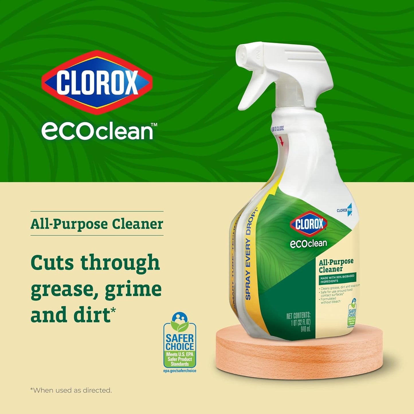 Clorox CloroxPro EcoClean All-Purpose Cleaner Spray Bottle, 32 Fluid Ounces