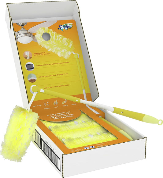 Swiffer Dusters Heavy Duty Extender Handle Starter Kit (1 Handle, 12 Dusters)