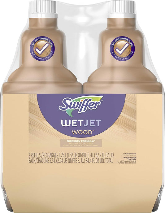 Swiffer Wetjet Wood Floor Cleaner Solution Refill, 42.2 Fl Oz (Pack of 2) (Packaging May Vary)