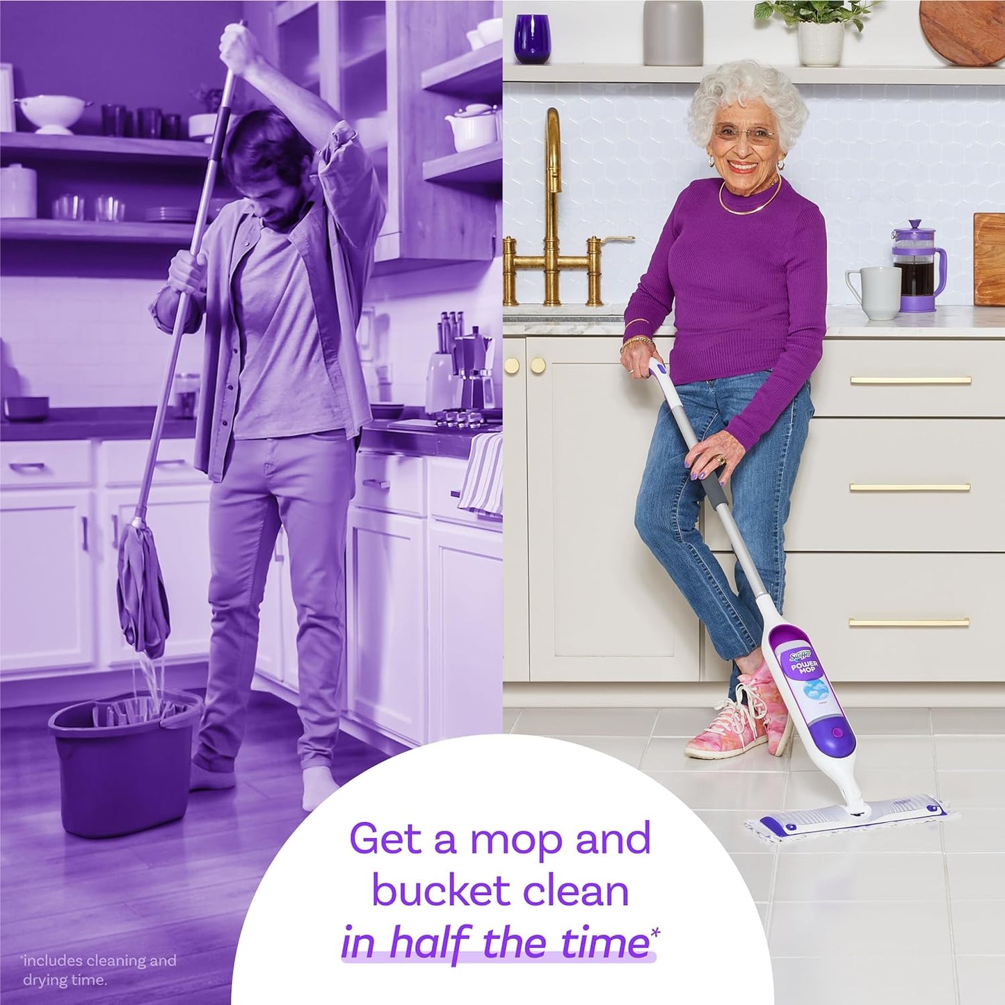 Swiffer PowerMop Multi-Surface Mop Kit for Floor Cleaning, Fresh Scent, Mopping Kit Includes PowerMop, 2 Mopping Pad Refills, 1 Floor Cleaning Solution with Fresh Scent and 2 Batteries