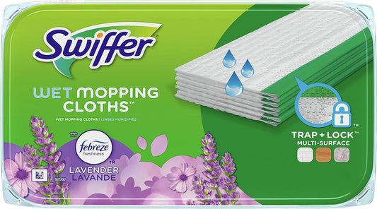 Swiffer Sweeper Wet Mopping Pad Refills for Floor Mop with Febreze Lavender Scent, 12 Count (Packaging May Vary)