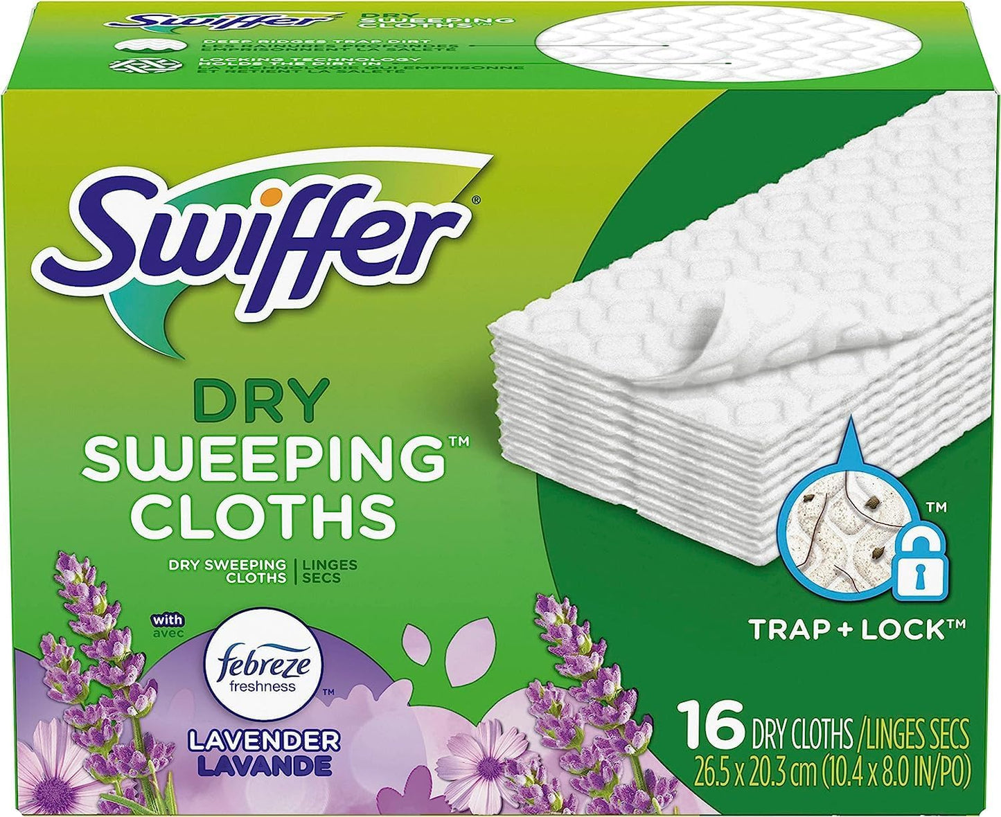 Swiffer Sweeper Dry Sweeping Pad, Multi Surface Refills for Dusters Floor Mop, with Febreze Lavender, 32 count