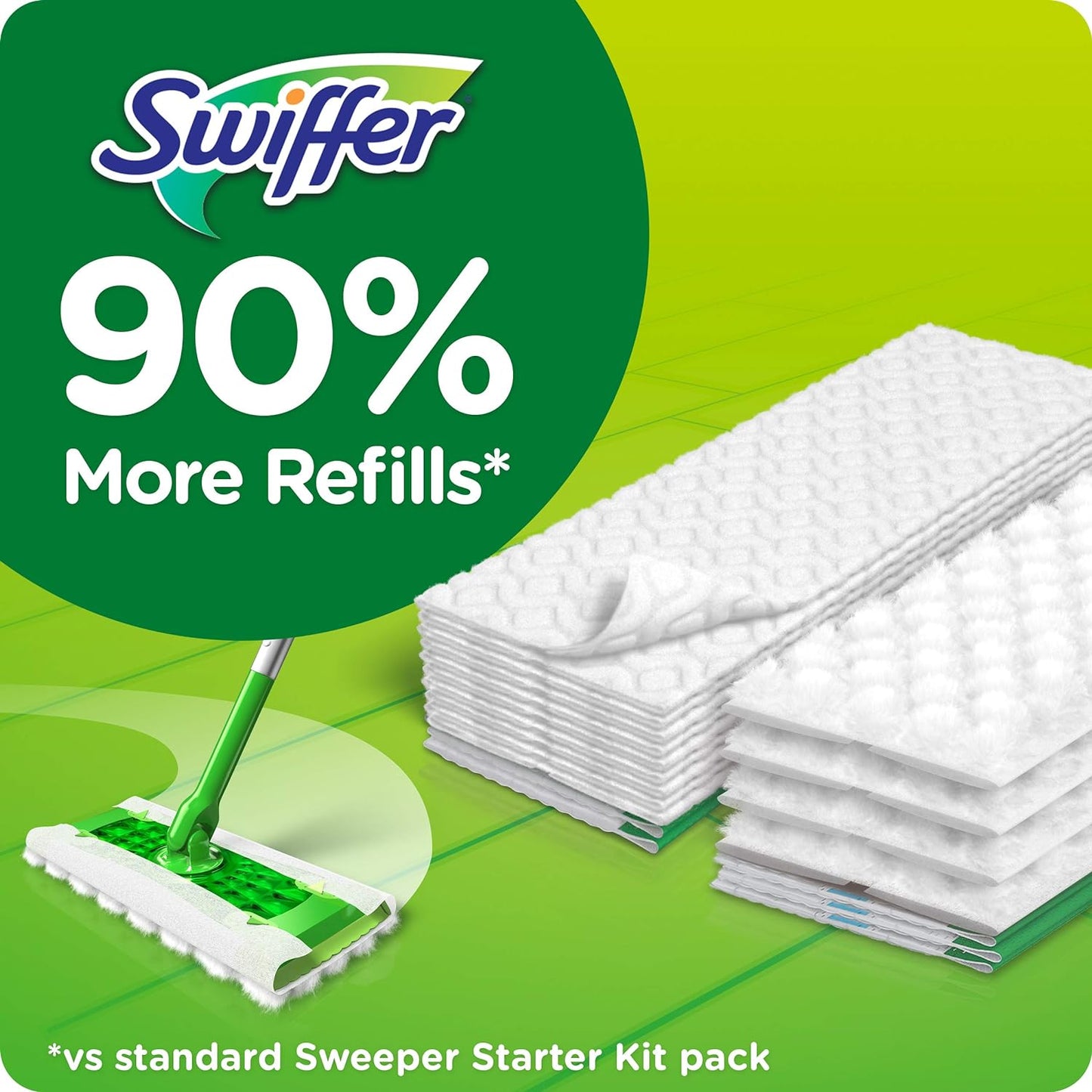 Swiffer Sweeper 2-in-1 Mops for Floor Cleaning, Dry and Wet Multi Surface Floor Cleaner, Sweeping and Mopping Starter Kit, Includes 1 Mop + 19 Refills, 20 Piece Set