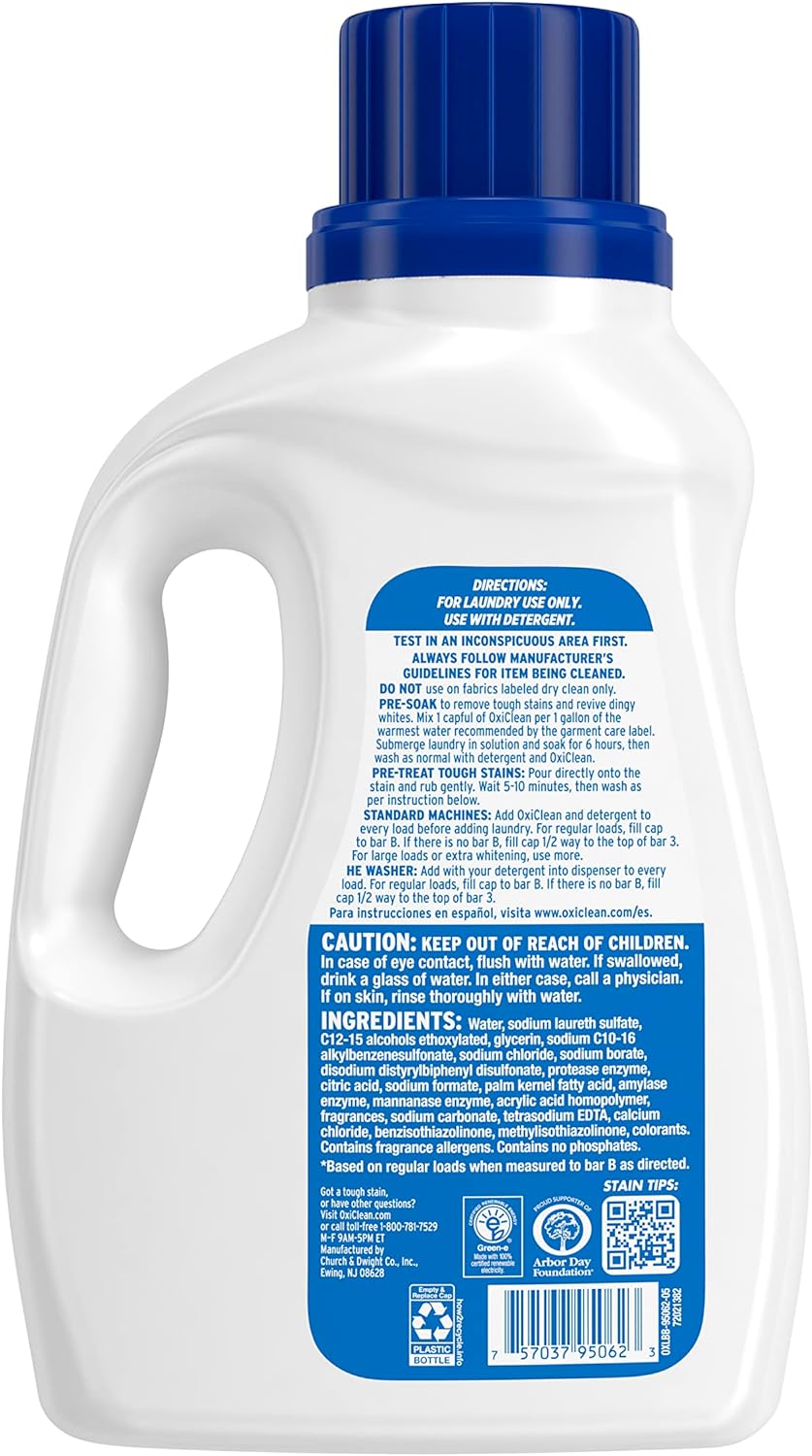 OxiClean White Revive Laundry Whitener and Stain Remover Liquid, 50 fl oz