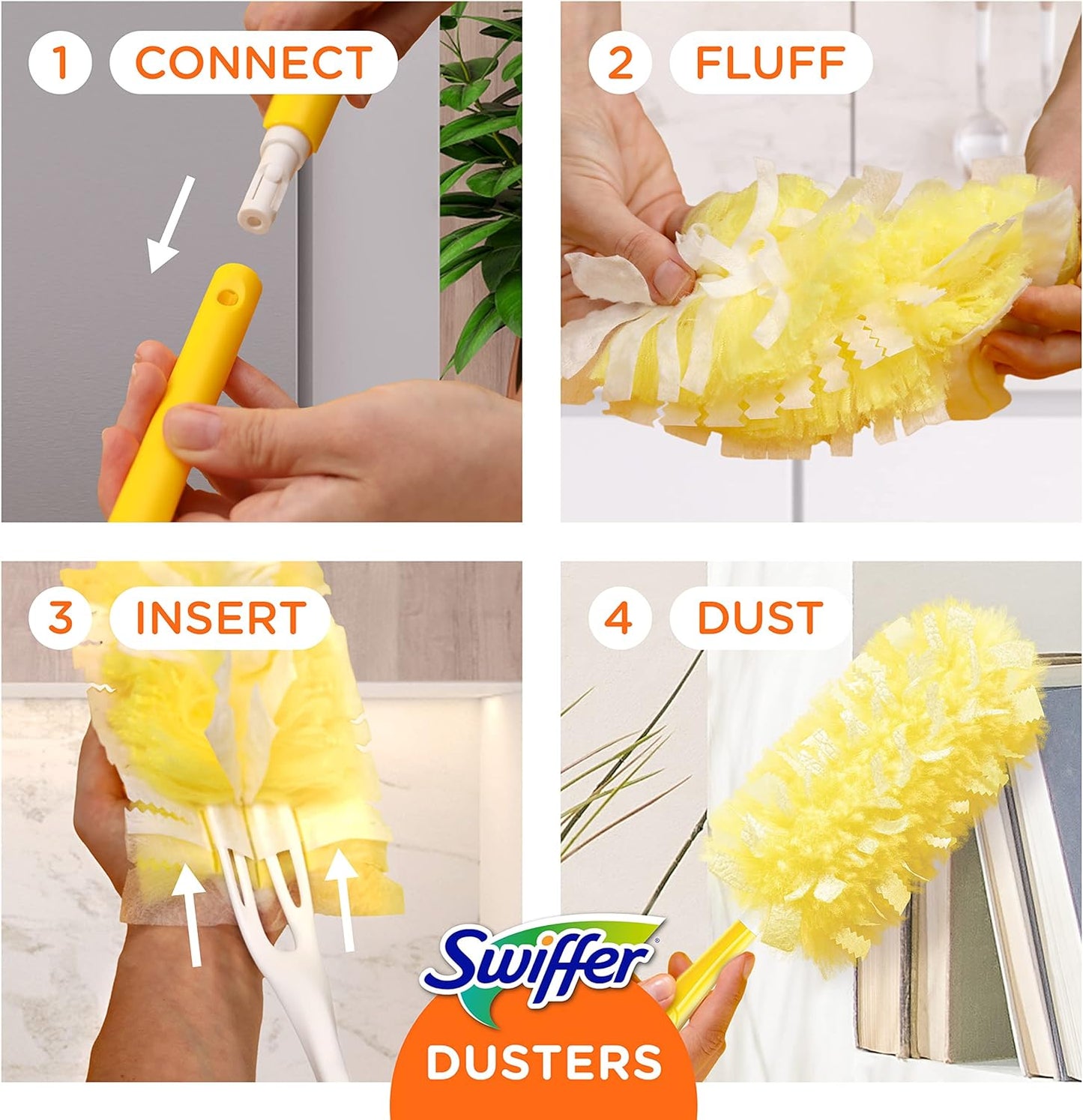 Swiffer Dusters Heavy Duty Extender Handle Starter Kit (1 Handle, 12 Dusters)