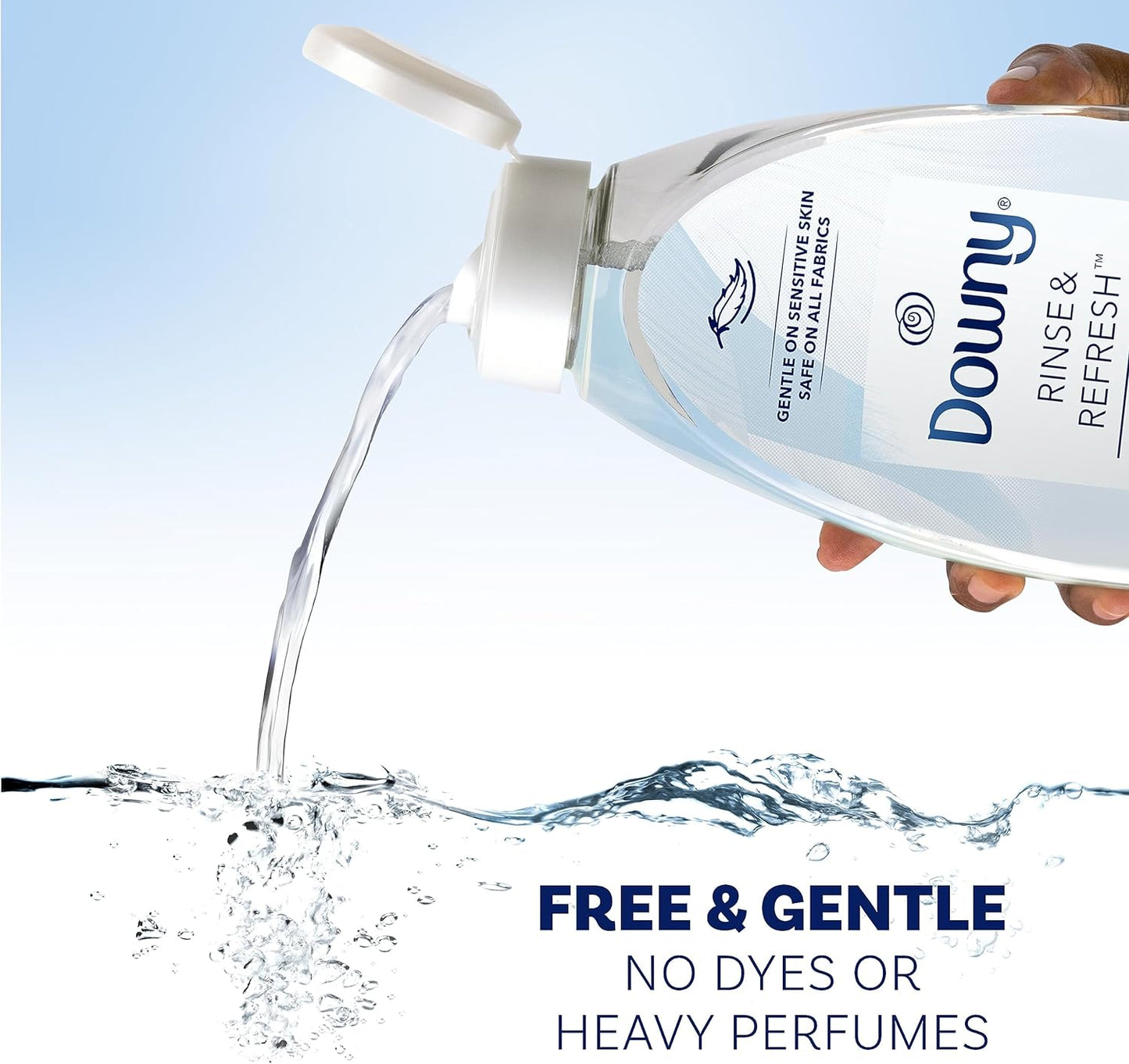 Downy Rinse & Refresh Free & Gentle Laundry Odor Remover and Fabric Softener, Fragrance Free, 48 fl oz, No Dyes or Heavy Perfumes