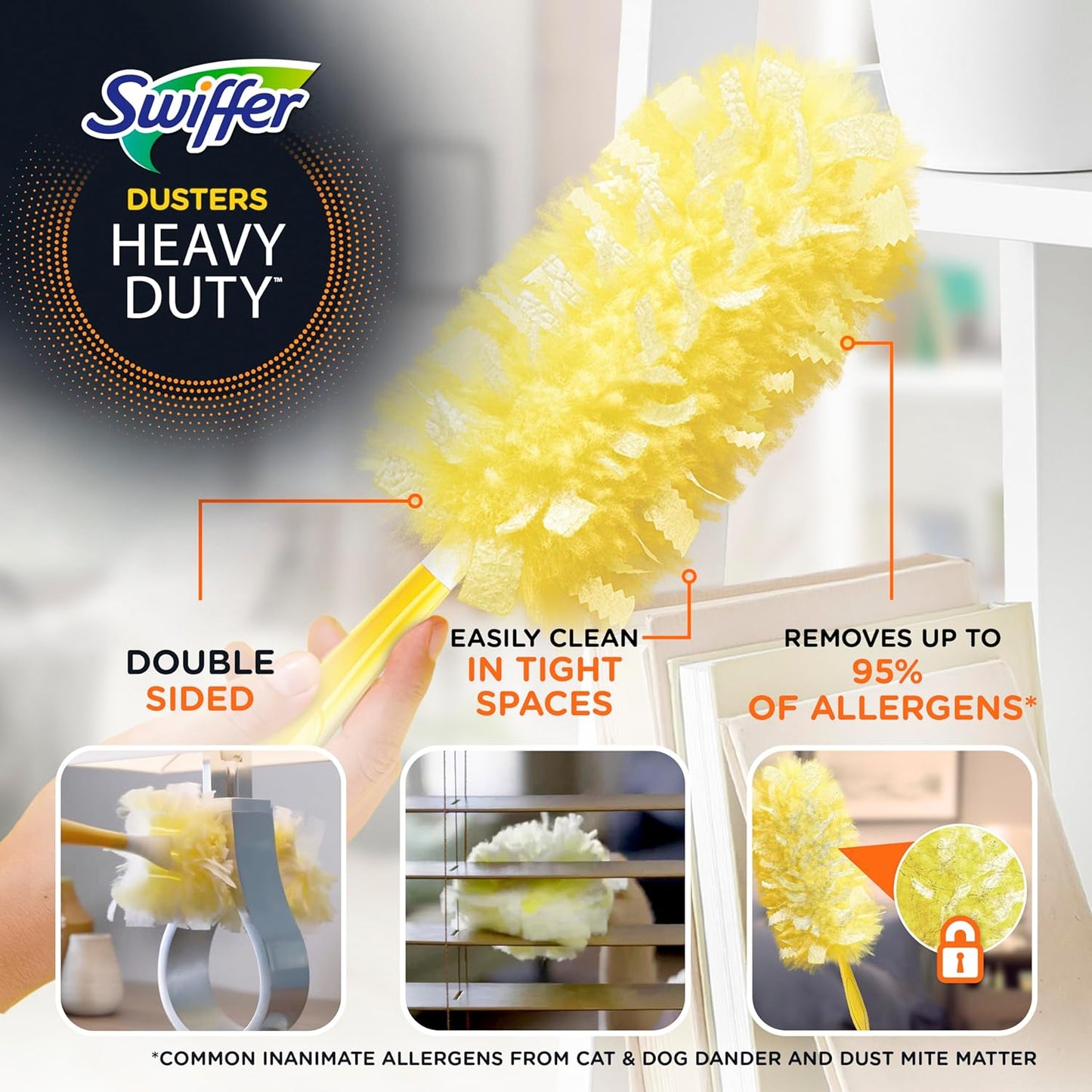 Swiffer Dusters Heavy Duty Extender Handle Starter Kit (1 Handle, 12 Dusters)