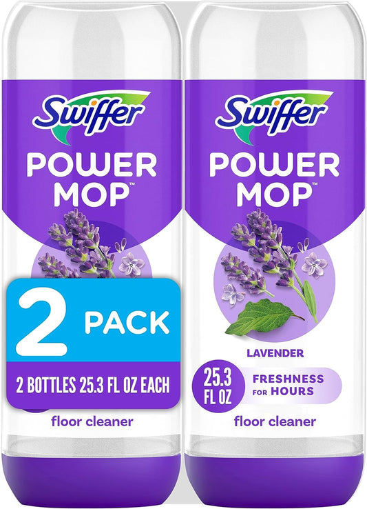 Swiffer PowerMop Floor Cleaning Solution with Lavender Scent, 25.3 fl oz, 2 Pack