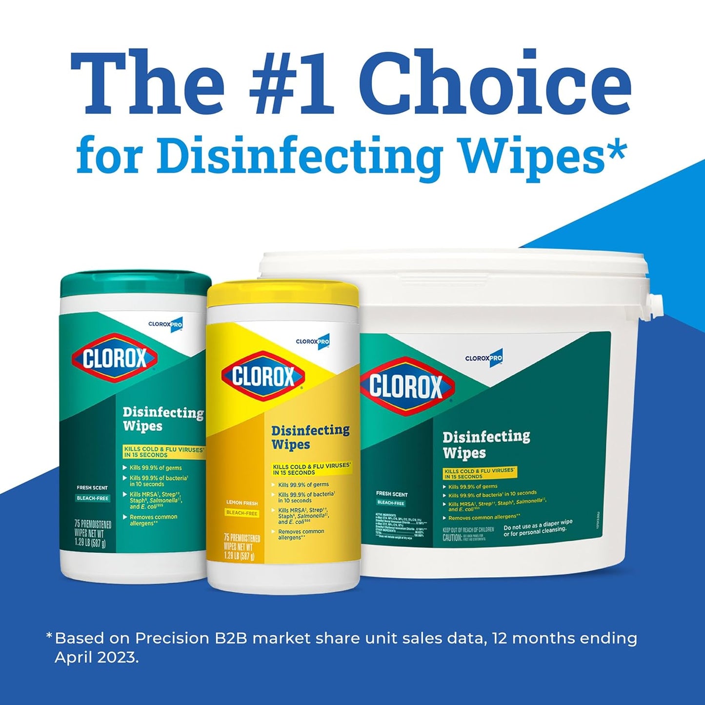 CloroxPro Clorox Disinfecting Wipes, Lemon Fresh, 75 Count, Pack of 6 (Package May Vary)