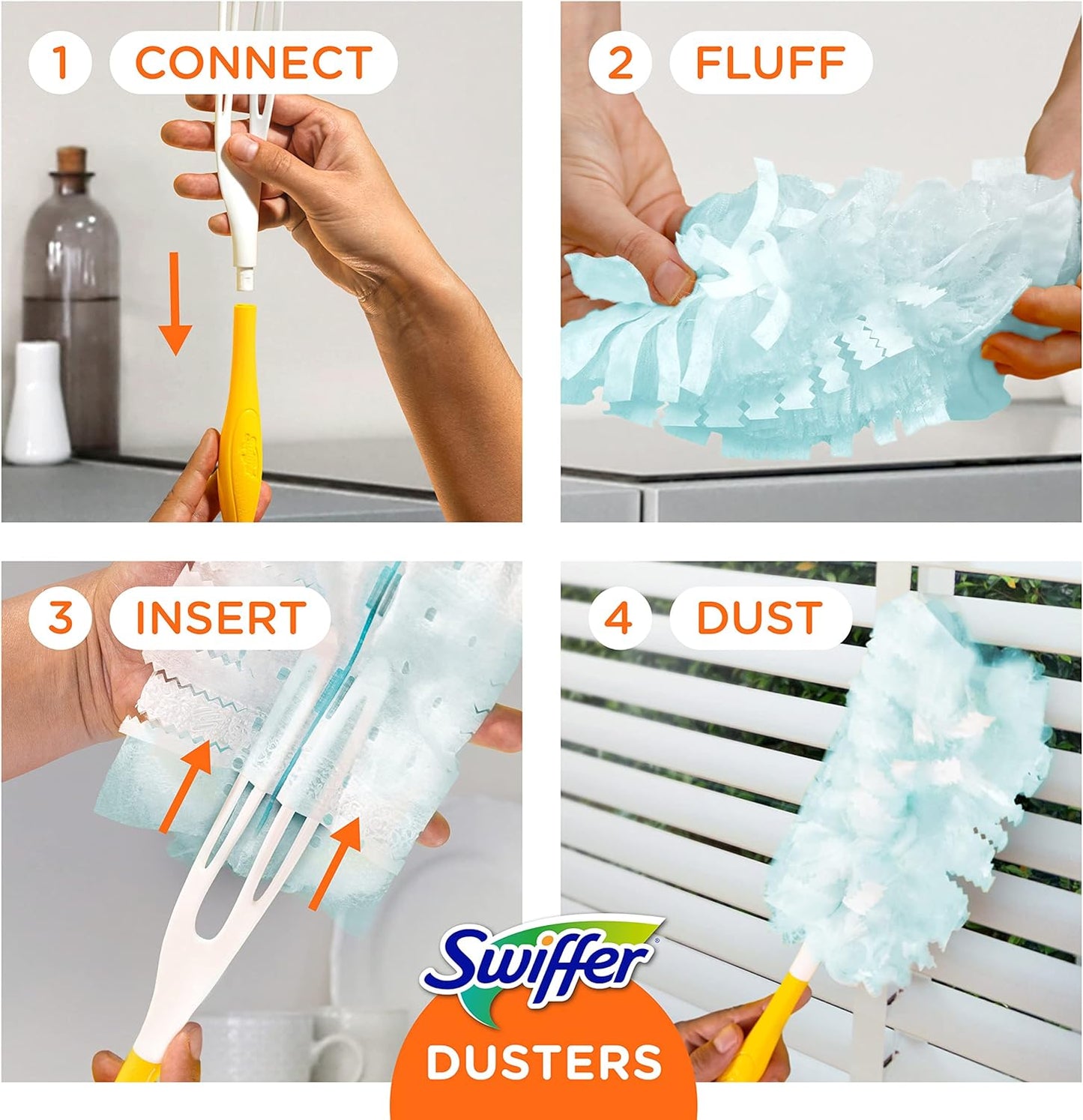 Swiffer Feather Dusters Multi-Surface Duster Refills, Bamboo, White, 18 count