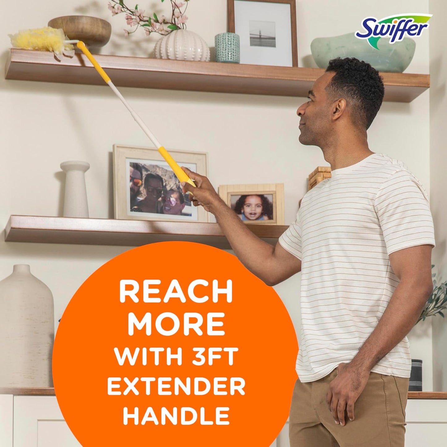 Swiffer Dusters Heavy Duty Extender Handle Starter Kit (1 Handle, 12 Dusters)