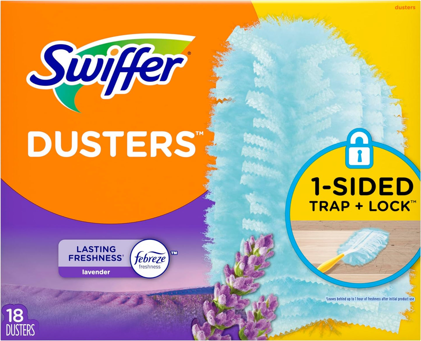 Swiffer Dusters, Ceiling Fan Duster, Multi Surface Refills with Febreze Lavender, 18 Count