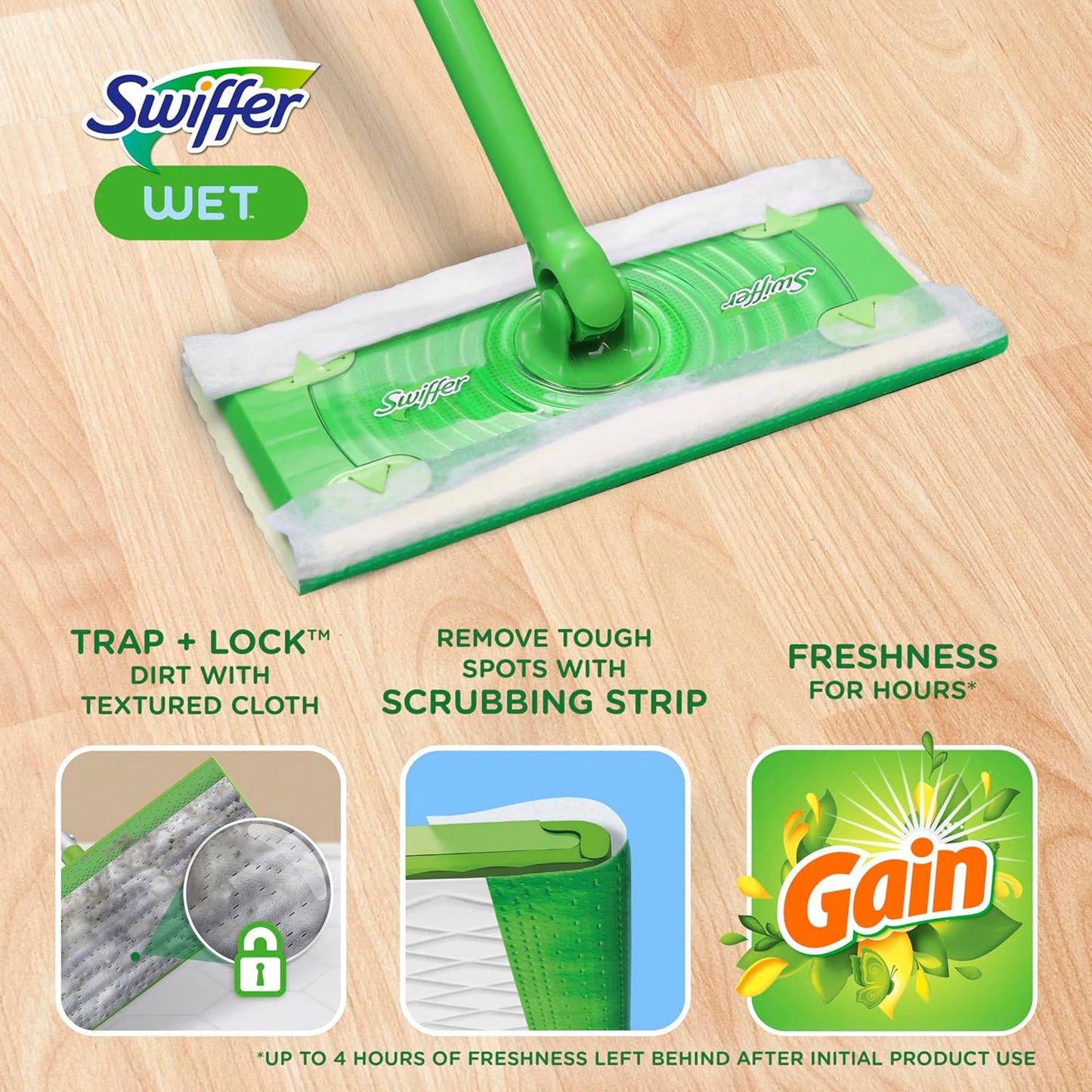 Swiffer Sweeper Wet Mopping Pad Refills for Floor Mop with Febreze Lavender Scent, 12 Count (Packaging May Vary)