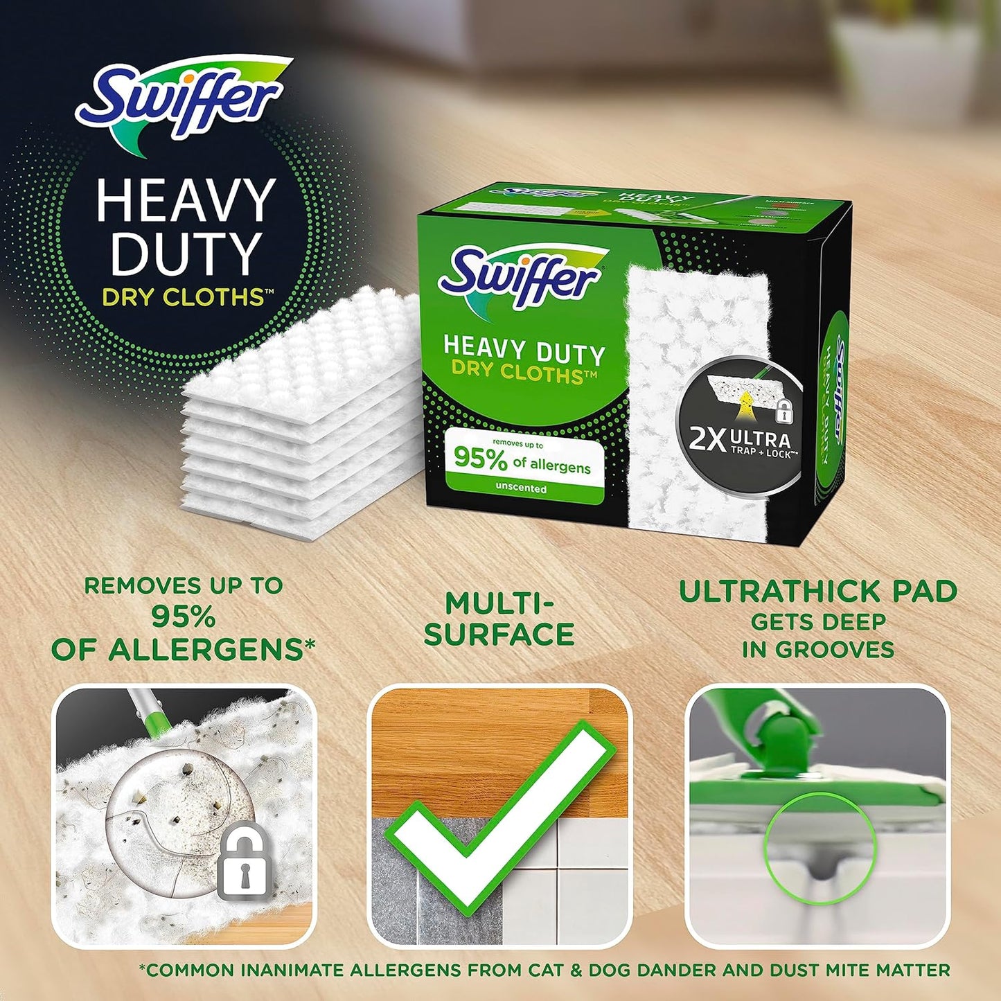 Swiffer Sweeper Heavy Duty Mop Pad Refills for Floor Mopping and Cleaning, All Purpose Multi Surface Floor Cleaning Product, 20 Count, 2 Pack